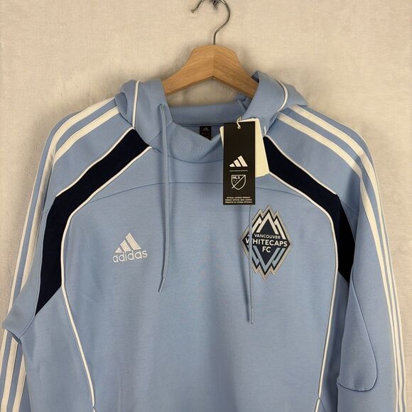 Adidas MLS Vancouver Whitecaps FC Travel Hoodie Blue Size Medium NWT - Picture 3 of 8